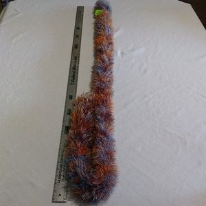 Handmade Scarf. Blue & Orange. 64"x4"